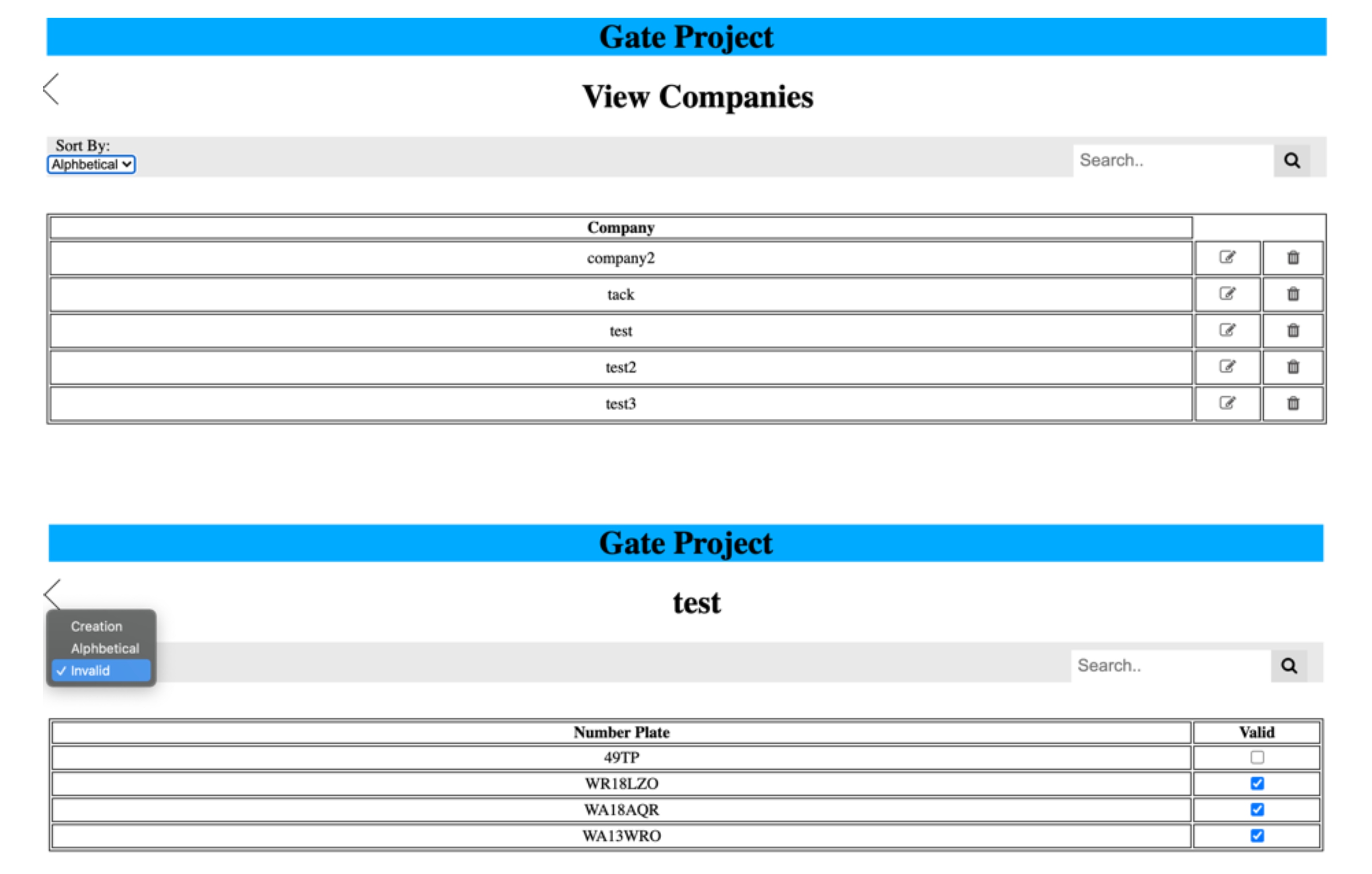 companies page