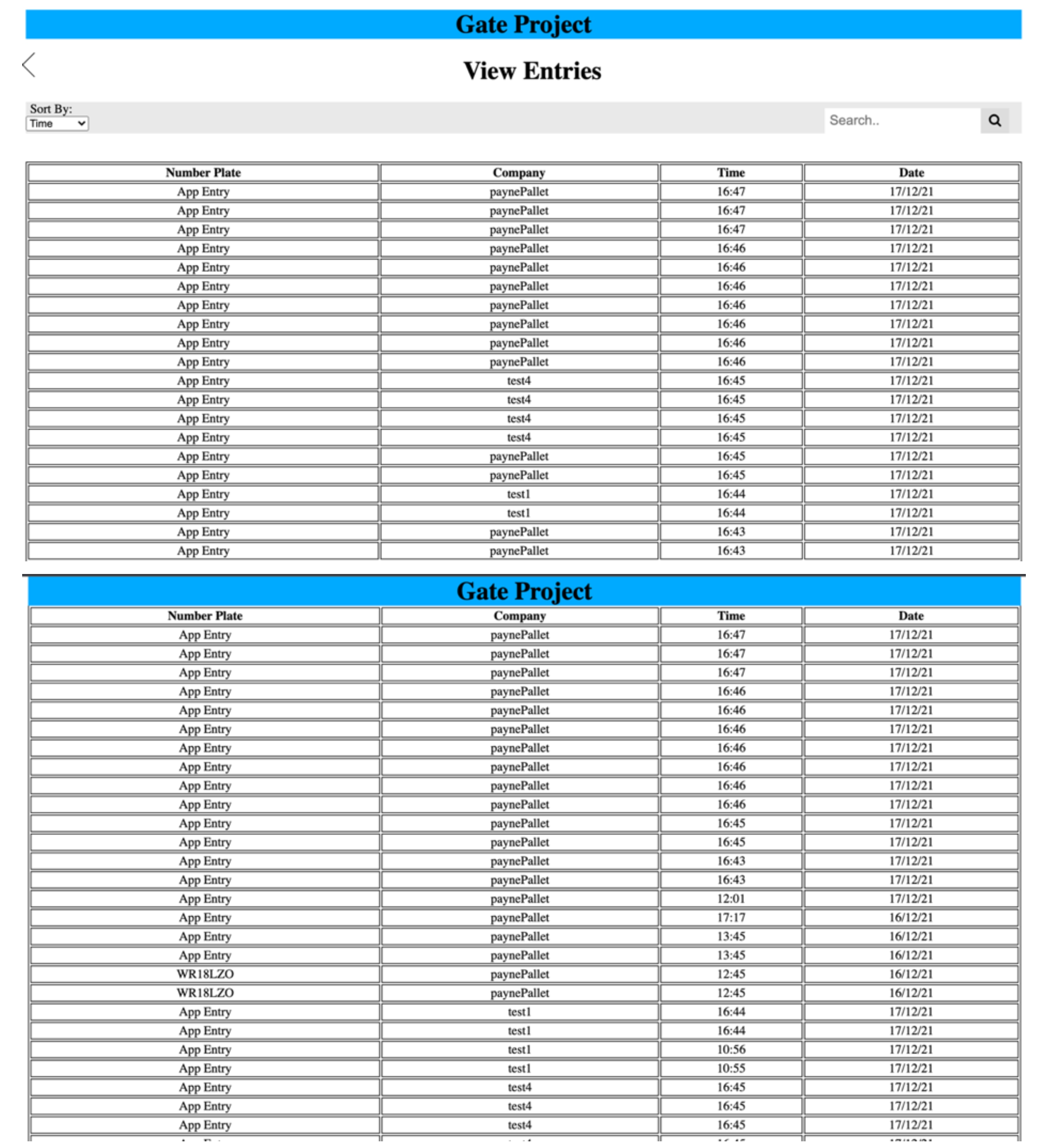 entries page